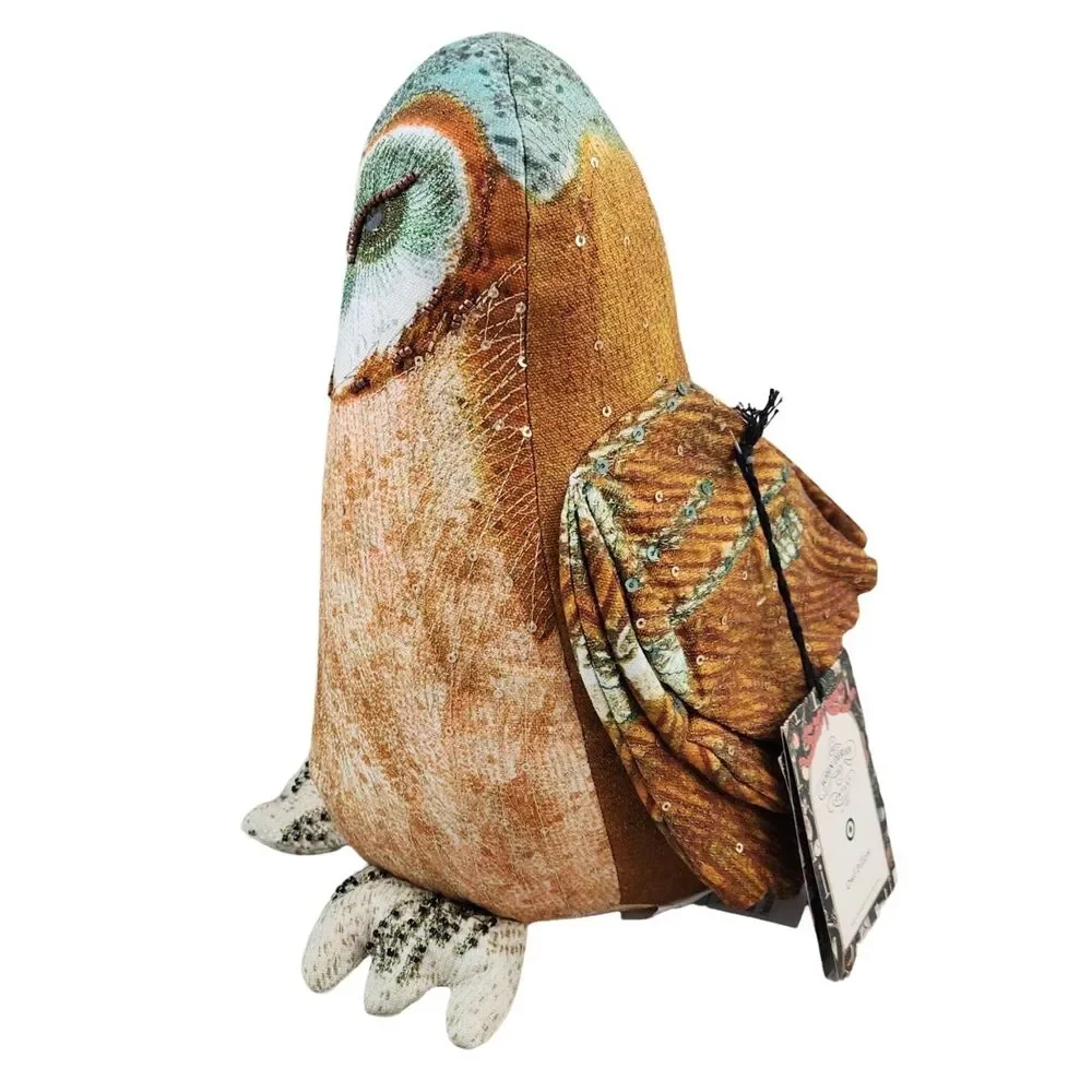 John Derian Target Owl Beaded Plush Pillow 12x8 Decorative 2025 NWT